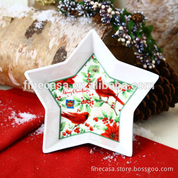 6.5 Inches Christmas Ceramic Star Shaped Plates